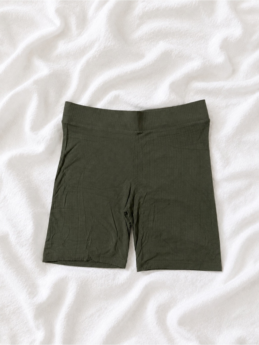 Old Navy Olive Ribbed High-Rise Bike Shorts